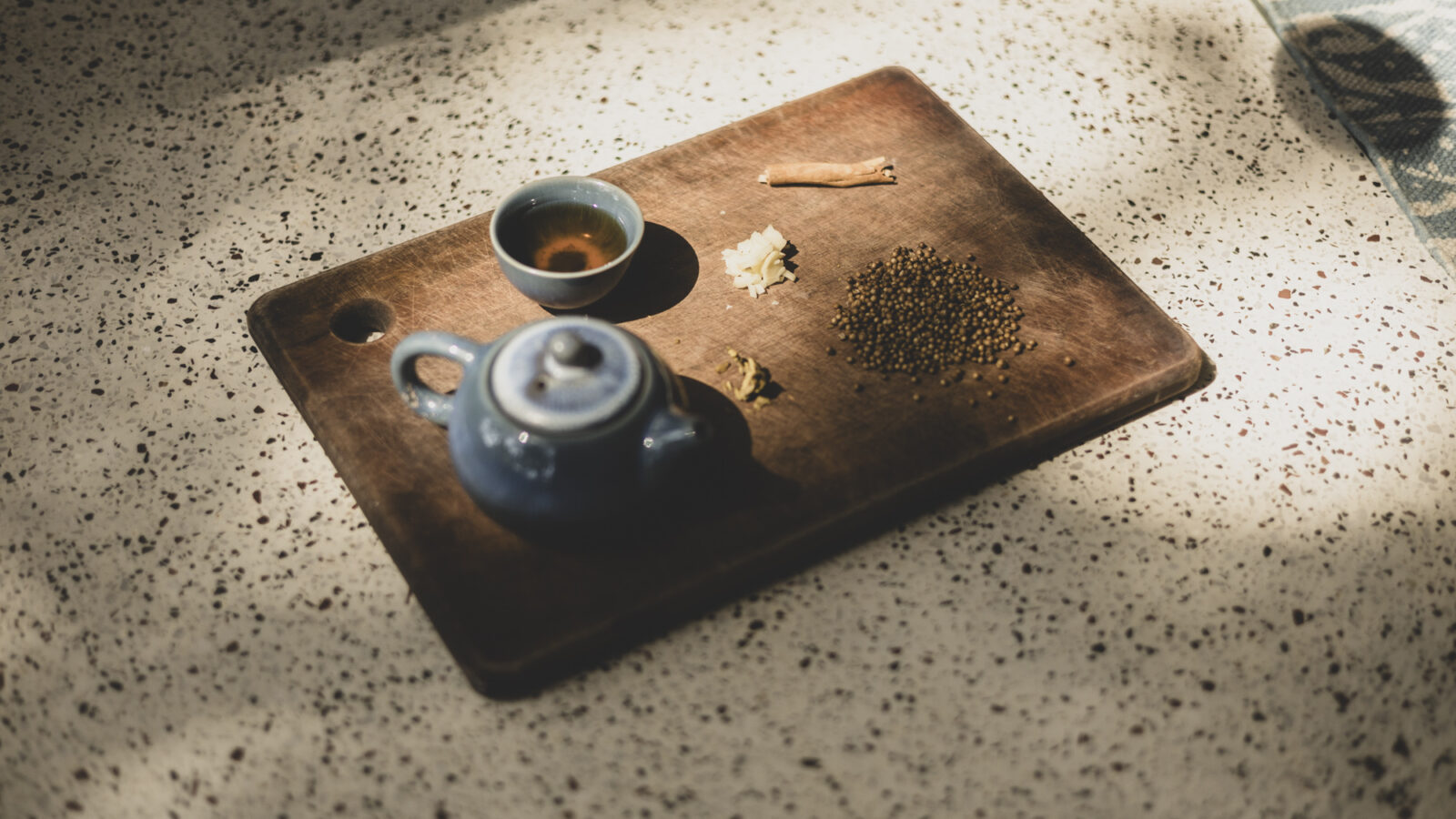 Herbal tea and spices prepared at Rama Shala