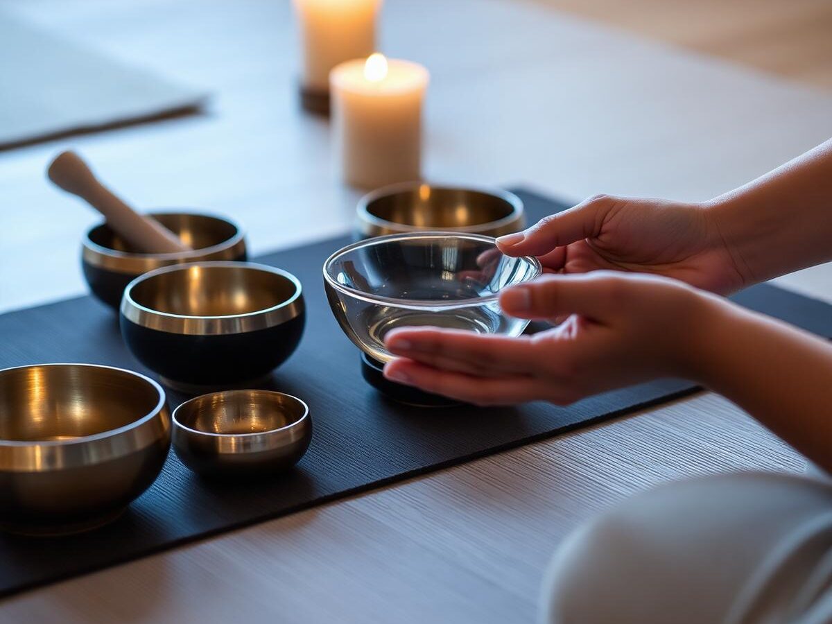 A sound bath with singing bowls and gongs at Rama Shala